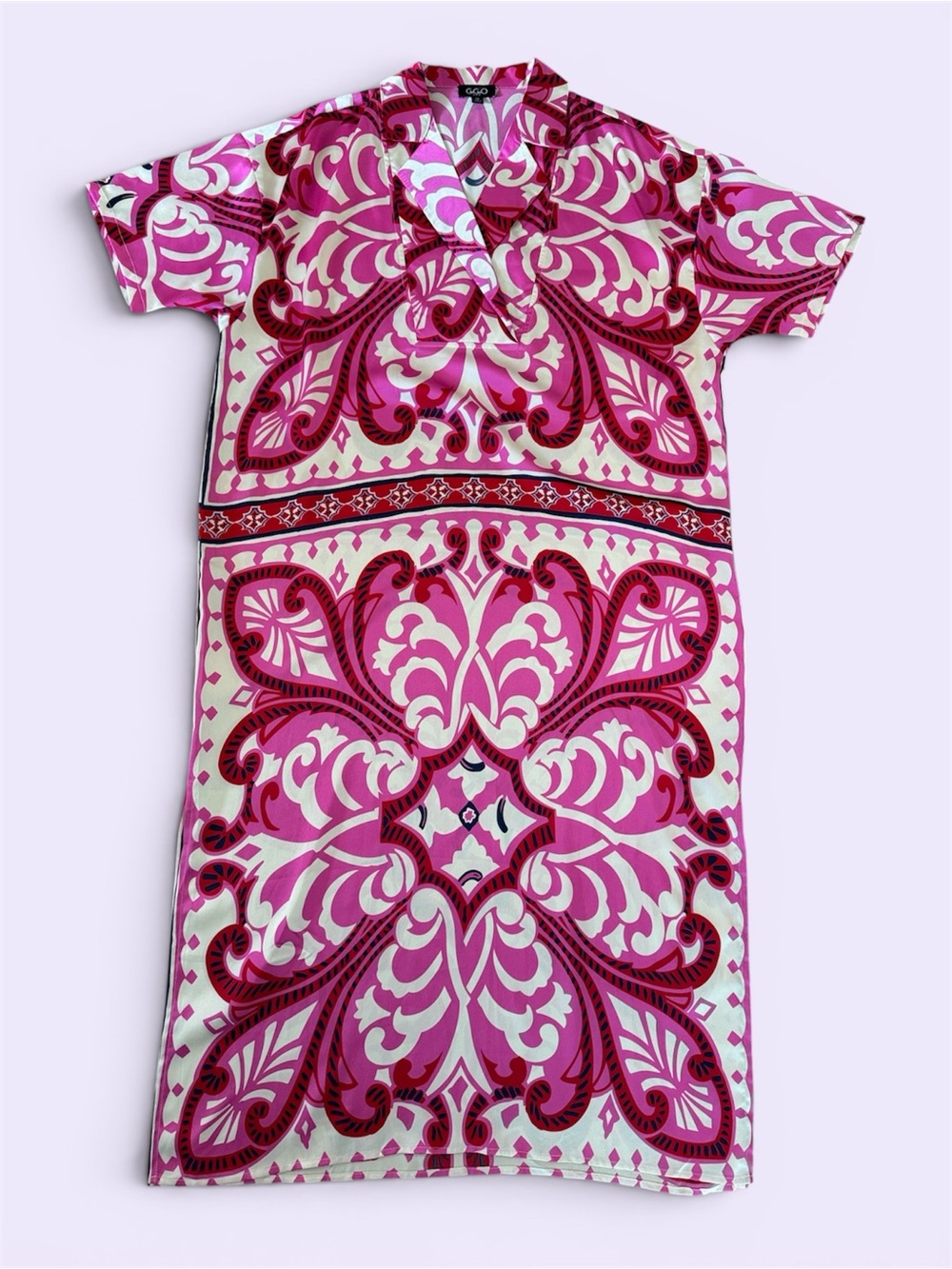 GiGio USA pink paisley Majolica print caftan M/L - Picture 1 of 8